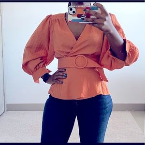Orange Peplum Blouse